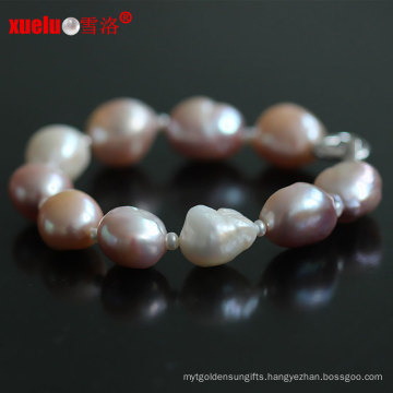 13-15mm Natural Freshwater Big Baroque Pearl Bracelets Jewelry for Women